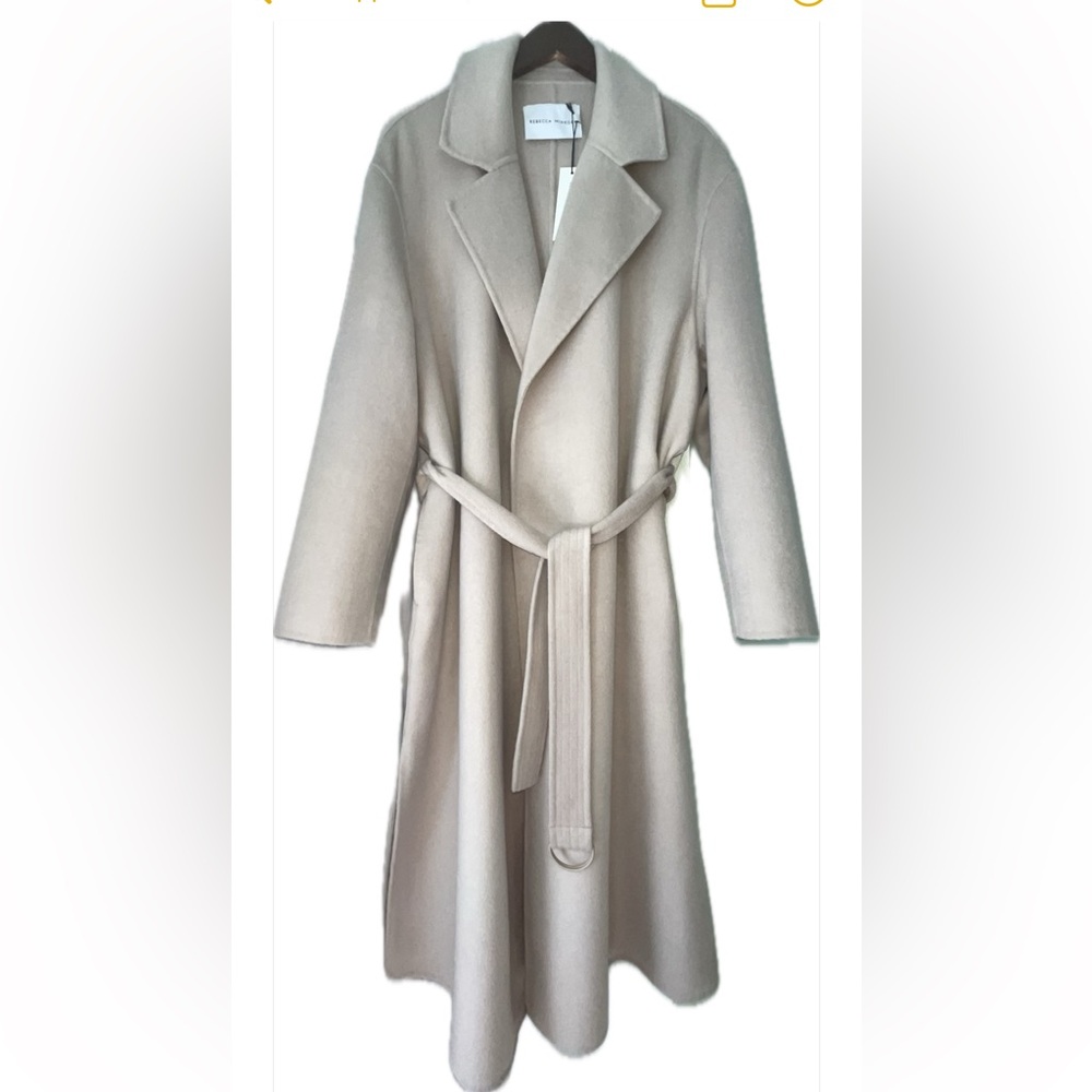 New Double Face Wool Rebecca Minkoff Chic Coat Women’s Long Stone - Picture 5 of 15
